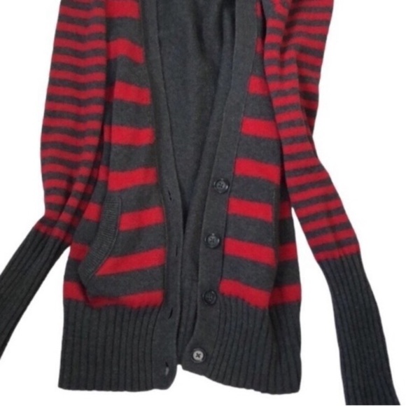 American Eagle V neck Striped cotton wool  Blend Cardigan Sweater - Picture 6 of 8